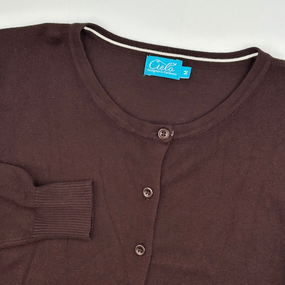 Cielo Womens Cardigan Sweater Brown Button‎ Front Long Sleeve Size Medium
